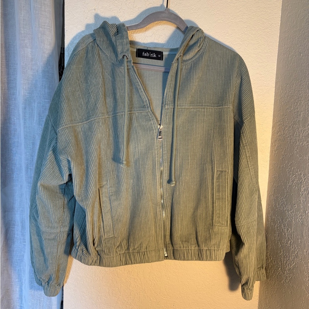 Teal Corduroy Zip Up Jacket